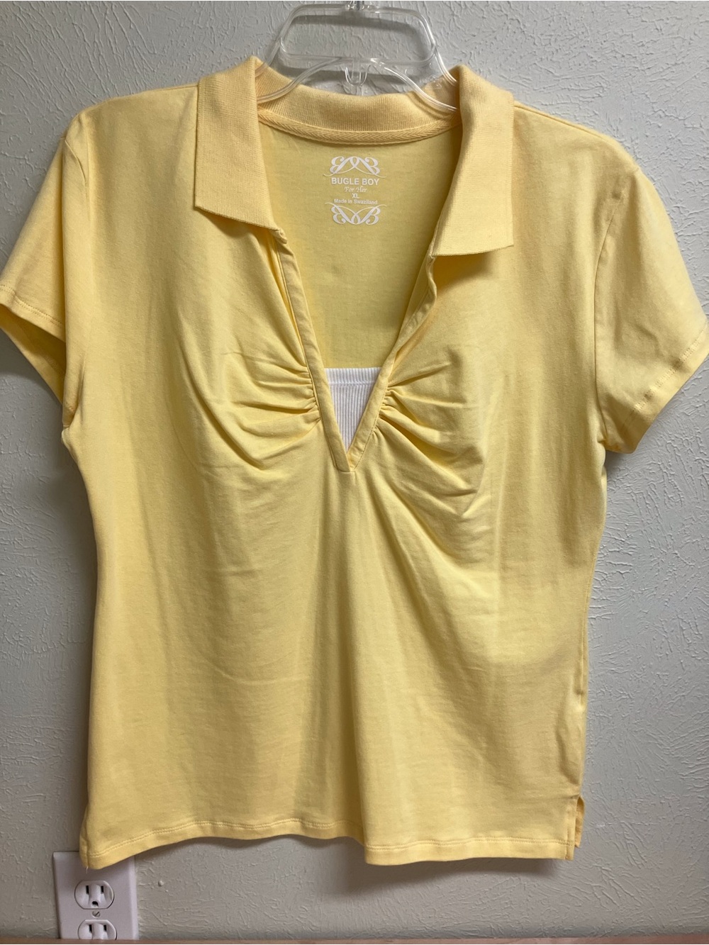 Bugle Boy Light Yellow Polo-Style Short Sleeve Top